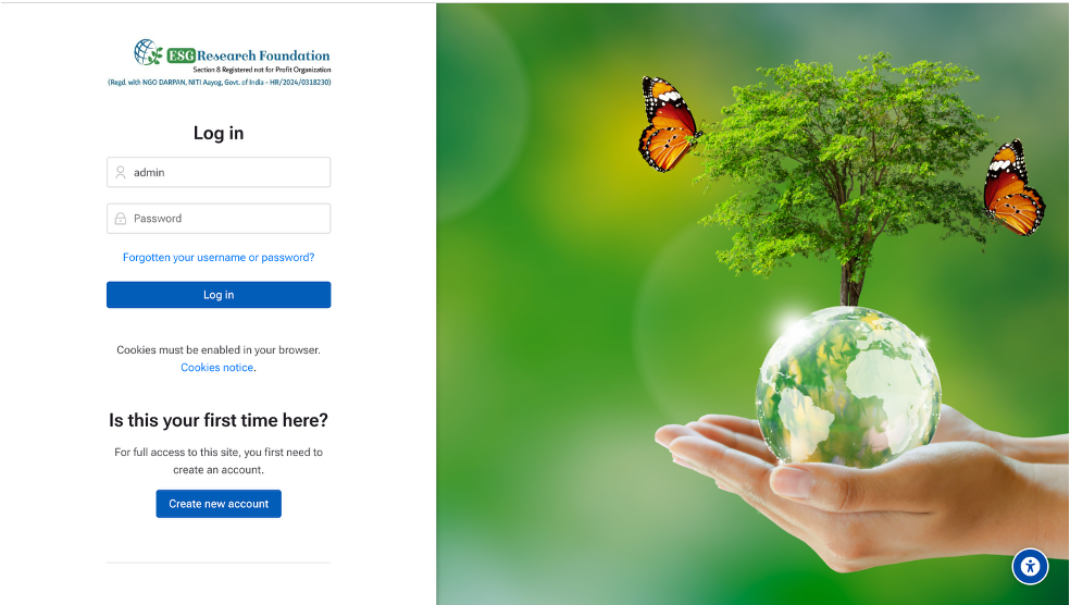 Branded Moodle login screen