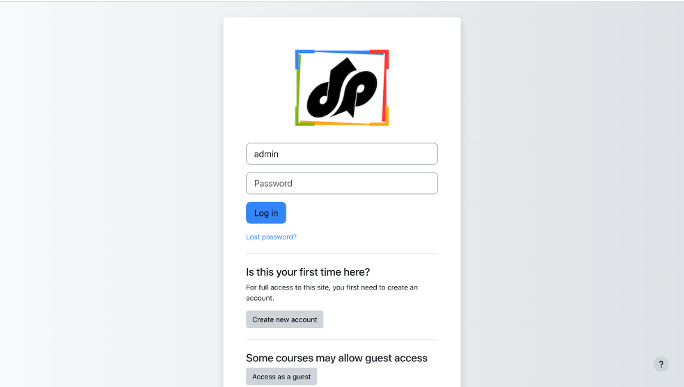 Default Moodle login screen